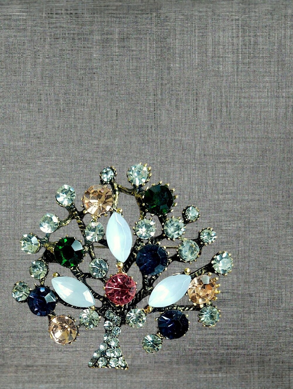 Multi-color Crystal Tree Brooch